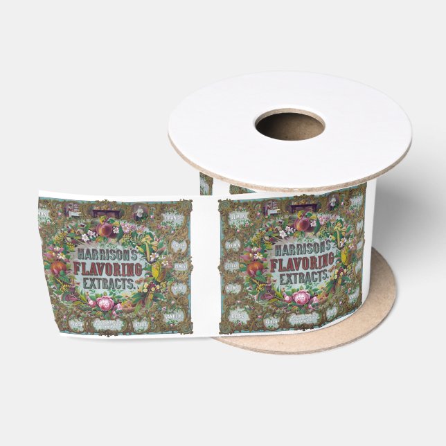 Viktorianisches Blumenobst Backen Vintage Küche Satinband (Spule)