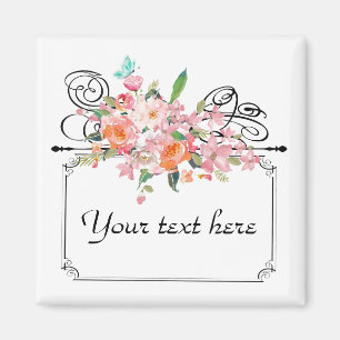 Viktorianisches Blumenschild zur Hochzeit Magnet