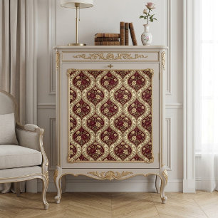 Viktorianisches Burgunder Elfenbein Art Nouveau Fl Seidenpapier