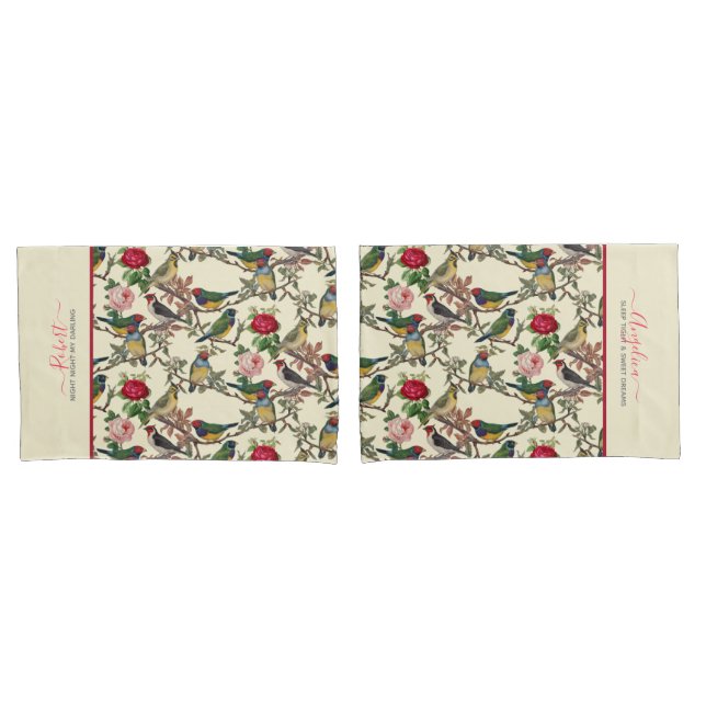 Viktorianisches Chintzy Scrapbook Retro Birds Must Kissenbezug (Vorderseite-Set)