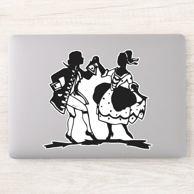 Viktorianisches Couple Dancing Silhouette Art Aufkleber (Computer)
