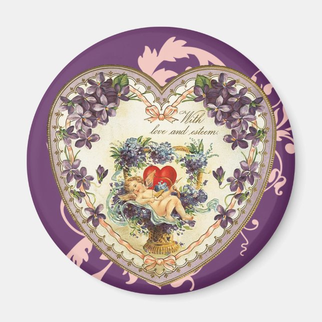 Viktorianisches Cupid Heart Magnet (Vorne)