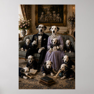 Viktorianisches Dalmatiner-Familienporträt-Wandkun Poster
