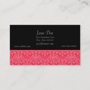 Viktorianisches Damask-Stilmuster für Rot und PInk Visitenkarte
