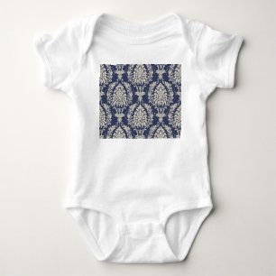 Viktorianisches Damask Wallpaper-Vintages Muster Baby Strampler