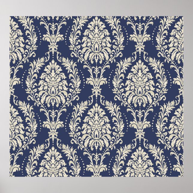 Viktorianisches Damask Wallpaper-Vintages Muster Poster (Vorne)