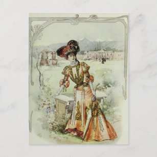 Viktorianisches Dame-Vintages französisches Mode-O Postkarte