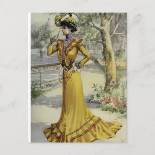 Viktorianisches Dame-Vintages französisches Modege Postkarte