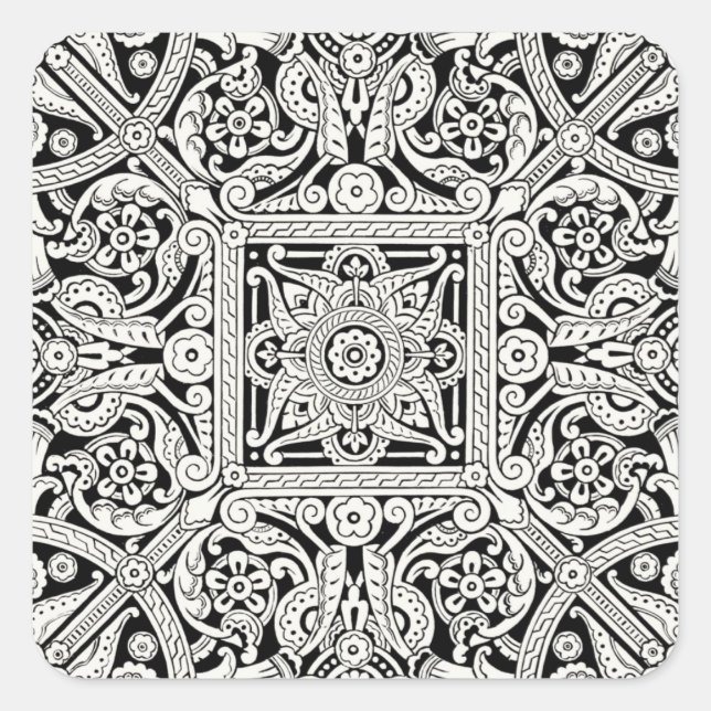 Viktorianisches Dekordesign Quadratischer Aufkleber (Vorderseite)