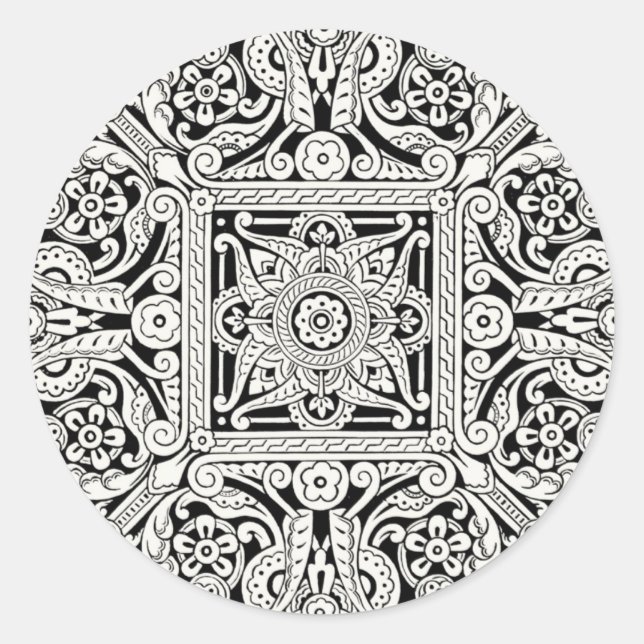 Viktorianisches Dekordesign Runder Aufkleber (Vorderseite)