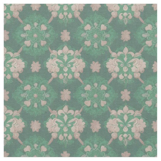 Viktorianisches Design Grün und Elfenbeingewebe Stoff (Nahaufnahme)