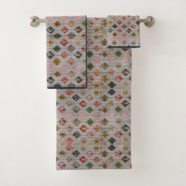 Viktorianisches Diamant-Quilt-Muster Badhandtuch Set