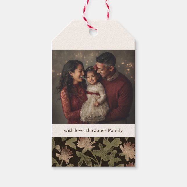 Viktorianisches dunkles florales Weihnachtsgeschen Geschenkanhänger (Vorderseite)