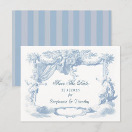 Viktorianisches Dusty Blue Baroque Wappen Einladungspostkarte