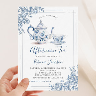 Viktorianisches Dusty Blue Garden Tee Brautparty Einladung