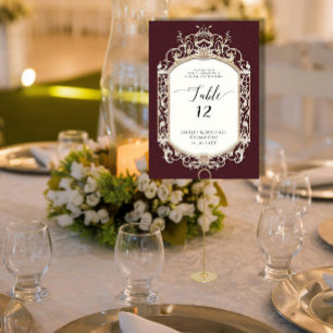 Viktorianisches Elegantes formales Burgundy in Gol Tischnummer