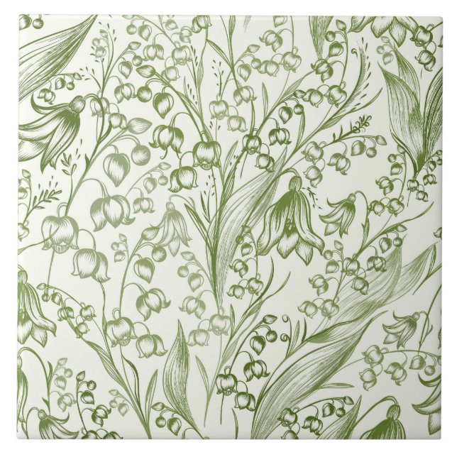 Viktorianisches elegantes Maiglöckchen-Muster  Fliese (Vorderseite)