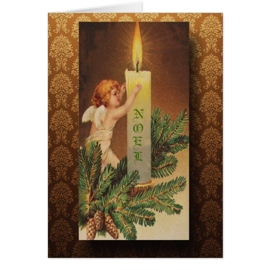 Viktorianisches Engels-und Kerzenlicht-Weihnachten Karte