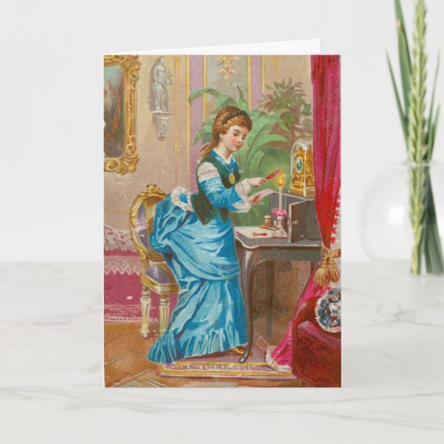 Viktorianisches ermutigendes Gedicht "Wenn man sic Karte (Vorderseite)