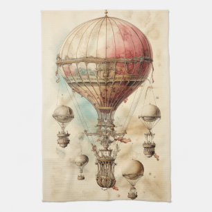 Viktorianisches Fantasy-Luftschiff - Rosa, Beige u Geschirrtuch