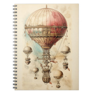 Viktorianisches Fantasy-Luftschiff - Rosa, Beige u Notizblock