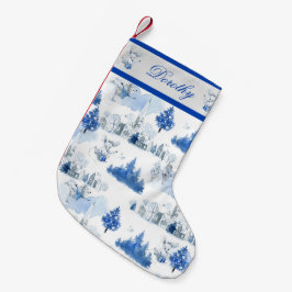 Viktorianisches Feriendomusedorf in Blau Kleiner Weihnachtsstrumpf