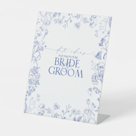 Viktorianisches Französisch - Blaue und weiße Blüt Sockelschild