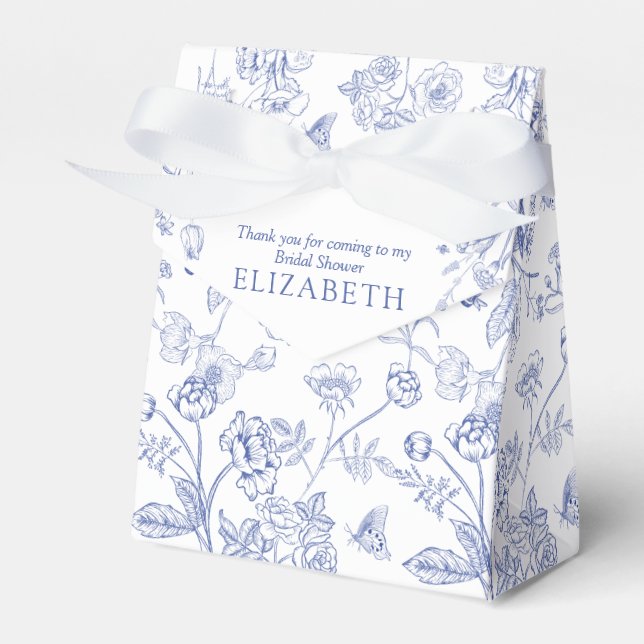 Viktorianisches französisches Brautparty in Blau u Geschenkschachtel (Vorderseite)