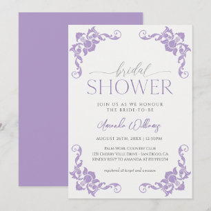 Viktorianisches französisches Lilac Lavender Braut Einladung