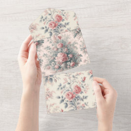 Viktorianisches französisches Rosa All In One Einladung
