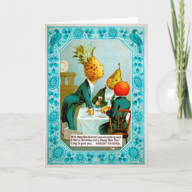 Viktorianisches Fruchtsendessen Weihnachtskarte Feiertagskarte (Vorderseite)