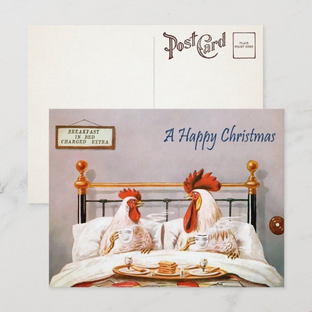 Viktorianisches Frühstück im Bett Weihnachten Post Postkarte (Vorne/Hinten)