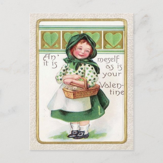 Viktorianisches Girl Basket Herz Postkarte (Vorderseite)