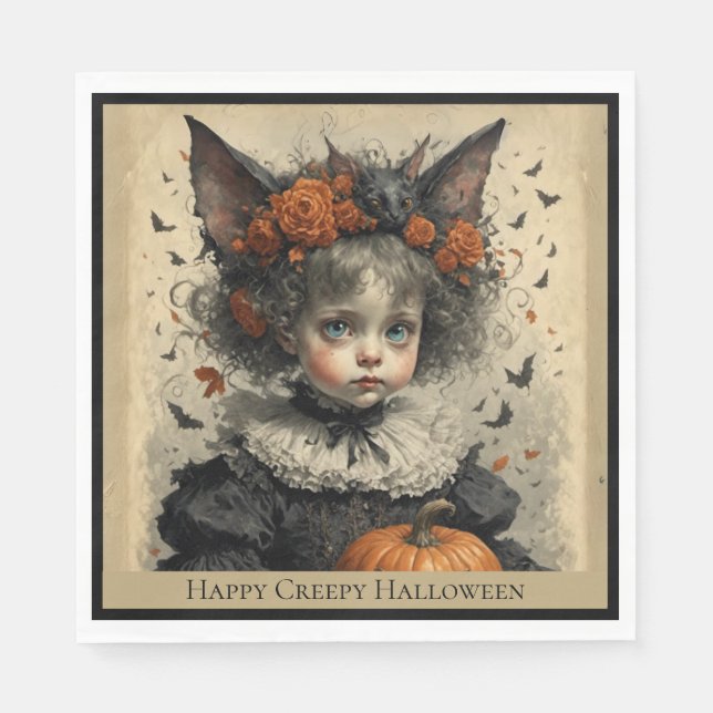 Viktorianisches Girl Halloween-Thema Serviette (Vorderseite)