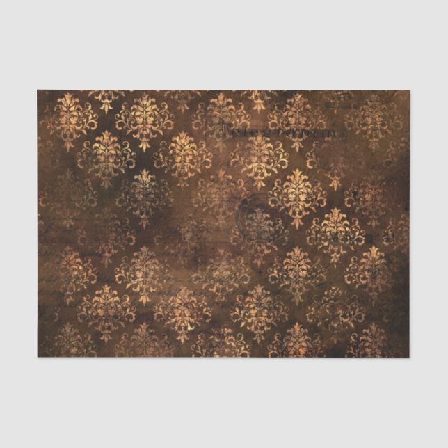 Viktorianisches Gothic Brown Damask Tissue Paper Seidenpapier (Vorderseite)