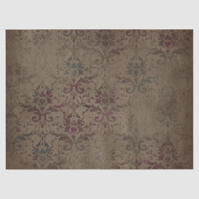 Viktorianisches Gothic Brown Damask Tissue Paper Seidenpapier (Vorderseite)