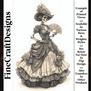 Viktorianisches gotisches Skelett AH9 Decoupage Seidenpapier