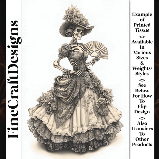 Viktorianisches gotisches Skelett AH9 Decoupage Seidenpapier (Von Creator hochgeladen)