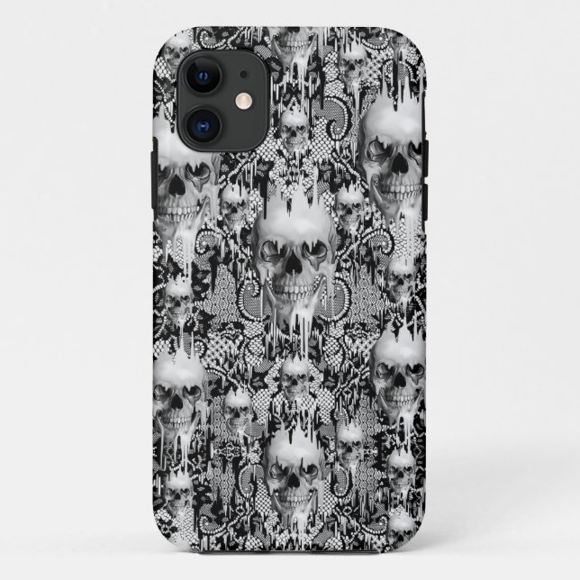 Viktorianisches gotisches Spitzeschädelmuster Case-Mate iPhone Hülle (Rückseite)