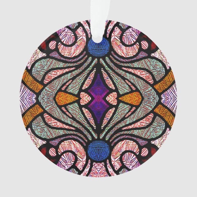 Viktorianisches Hartglas in Farbsplittern Ornament (Vorderseite)