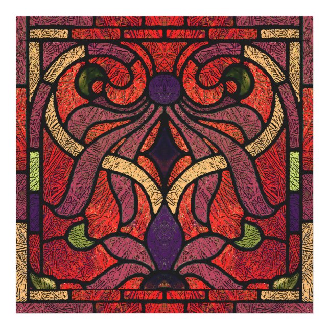 Viktorianisches Hartglas in Maroon und Rot Fotodruck (Vorne)