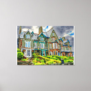 Viktorianisches Haus in Keswick in Aquarellfarbe Leinwanddruck