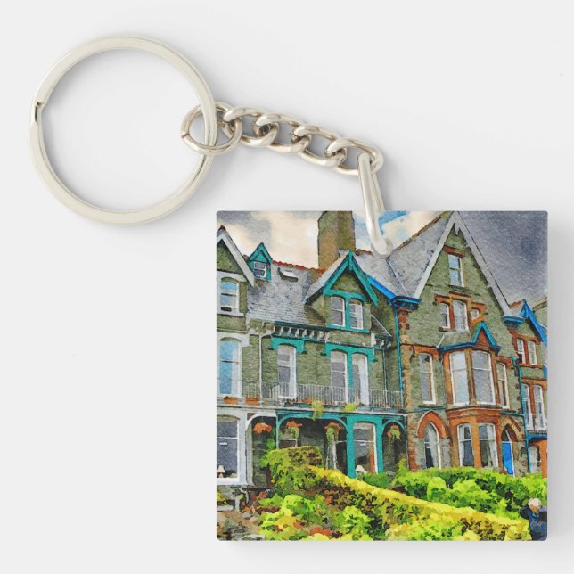 Viktorianisches Haus in Keswick in Aquarellfarbe Schlüsselanhänger (Vorderseite)