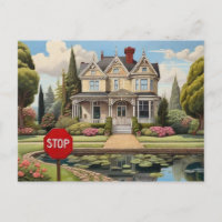 Viktorianisches Haus mit Stoppschild