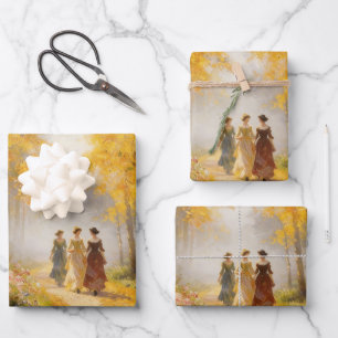 Viktorianisches Herbstspaziergang-Geschenkpapier Geschenkpapier Set