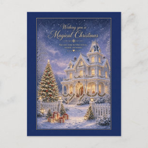Viktorianisches Herrenhaus Magisches Weihnachtspos Postkarte