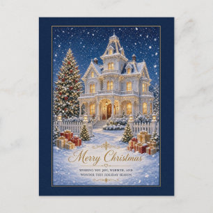 Viktorianisches Herrenhaus Weihnachtsabend Postkar Postkarte