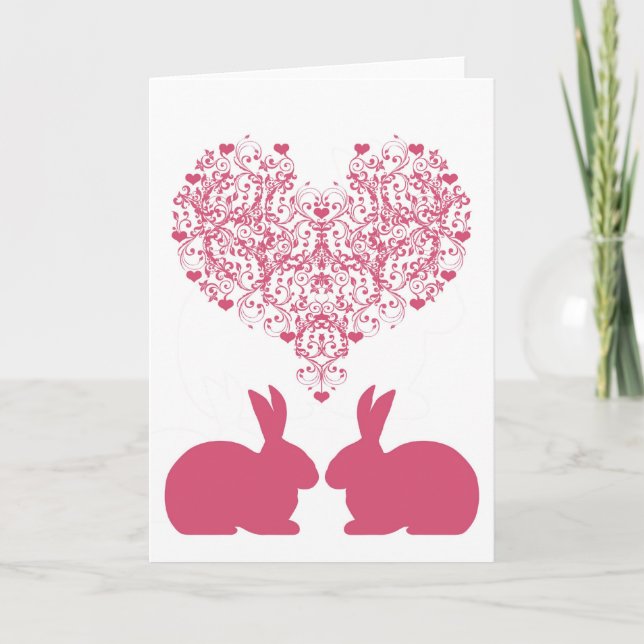 Viktorianisches Herz mit Bunnies Grußkarte Karte (Vorderseite)