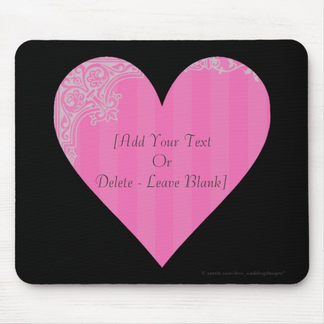 Viktorianisches Herz - Rosa u. Grau Mousepad (Vorne)