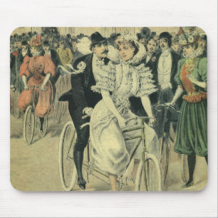 Viktorianisches Hochzeitsbrautpaar auf einem Fahrr Mousepad